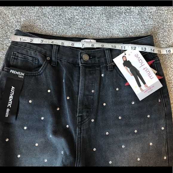 NWT SIMPLE SOCIETY Super High Rise Straight Studded Jeans Size 7/28 - Picture 13 of 16
